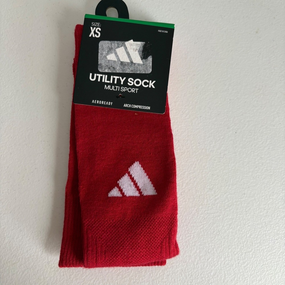 Adidas Utility Sock Multi Sport Aeroready Red White XS 5156042A‎ Youth 11K-2Y